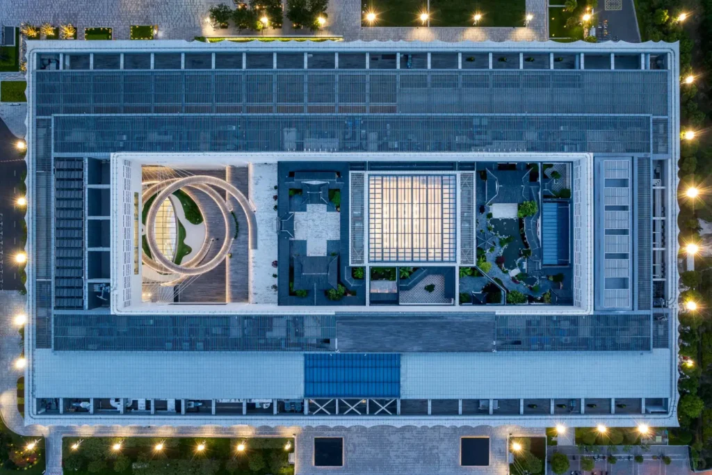 Reconstructed Suzhou-style classical garden on the rooftop of the museum
